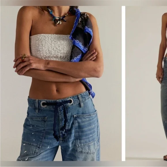 NWT Free People We The Free Moxie Pull-On Barrel Jeans Timeless Blue 27, 29, 30 - Picture 7 of 17